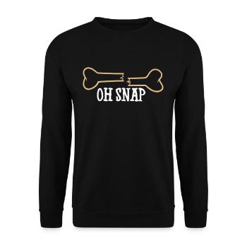 OH SNAP - Gebrochener Knochen Bruch Gips - Unisex Pullover - Schwarz - Vorne - Alina (178cm) & Michal (187cm)