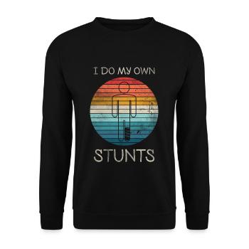 I Do My Own Stunts T-Shirt Beinbruch - Unisex Pullover - Schwarz - Vorne - Alina (178cm) & Michal (187cm)