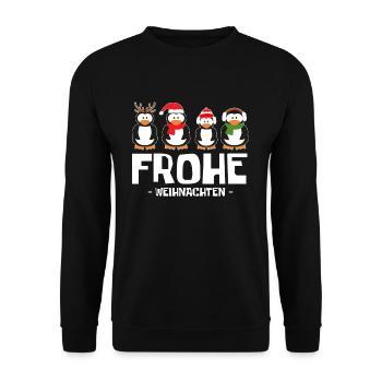 Frohe Weihnachten Pinguine 2020 T-Shirt - Unisex Pullover - Schwarz - Vorne - Alina (178cm) & Michal (187cm)