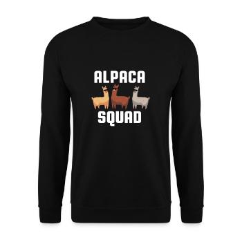 Alpaca Squad Team Alpaka Lama Shirt - Unisex Pullover - Schwarz - Vorne - Alina (178cm) & Michal (187cm)