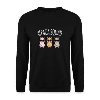 Alpaca Squad Team Alpaka Lama Shirt Geschenk - Unisex Pullover - Schwarz - Vorne - Alina (178cm) & Michal (187cm)