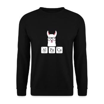 Alpaca Alpaka Lama Periodensystem Shirt - Unisex Pullover - Schwarz - Vorne - Alina (178cm) & Michal (187cm)