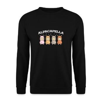 Alpacapella Alpaka Shirt Chor Acapella - Unisex Pullover - Schwarz - Vorne - Alina (178cm) & Michal (187cm)