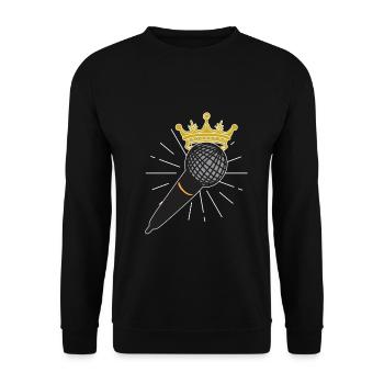 Karaoke T-Shirt Geschenk Mikrofon - Unisex Pullover - Schwarz - Vorne - Alina (178cm) & Michal (187cm)
