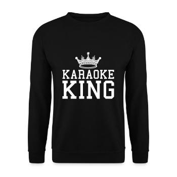 Karaoke King T-Shirt Geschenk - Unisex Pullover - Schwarz - Vorne - Alina (178cm) & Michal (187cm)