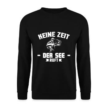 Keine Zeit Der See Ruft Angler Fischer T-Shirt - Unisex Pullover - Schwarz - Vorne - Alina (178cm) & Michal (187cm)