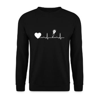 Herzschlag Herzlinie Herzfrequenz Karaoke Shirt - Unisex Pullover - Schwarz - Vorne - Alina (178cm) & Michal (187cm)