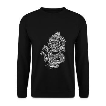 Japanese Dragon T-Shirt Gift Dragon - Unisex Sweatshirt - black - Front - Alina (178cm) & Michal (187cm)