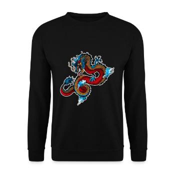 Japanese Dragon T-Shirt Gift Dragon - Unisex Sweatshirt - black - Front - Alina (178cm) & Michal (187cm)