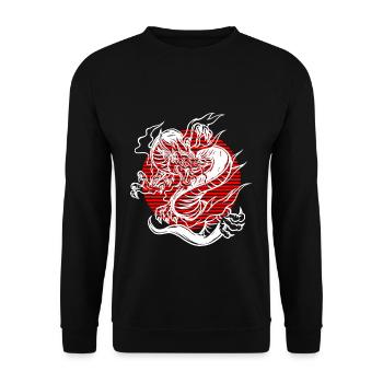 Japanese Dragon T-Shirt Gift Dragon - Unisex Sweatshirt - black - Front - Alina (178cm) & Michal (187cm)