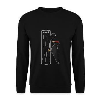 Specht Am Baum T-Shirt Geschenk - Unisex Pullover - Schwarz - Vorne - Alina (178cm) & Michal (187cm)