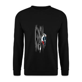Specht Am Baum T-Shirt Geschenk - Unisex Pullover - Schwarz - Vorne - Alina (178cm) & Michal (187cm)