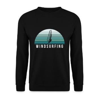 Vintage Retro Windsurfer Geschenk - Unisex Pullover - Schwarz - Vorne - Alina (178cm) & Michal (187cm)