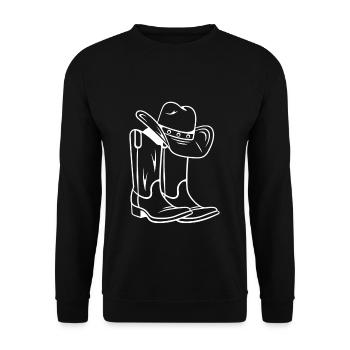 Cow-boy bottes cadeau de chemise - Sweat-shirt Unisexe - noir - Devant - Alina (178cm) & Michal (187cm)