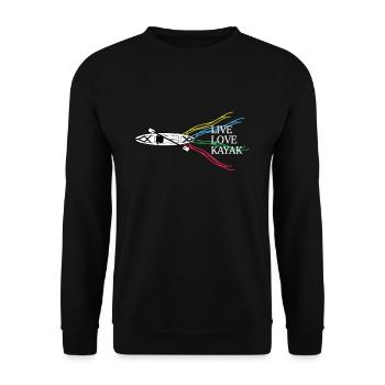 Live Love Kayak T-shirt Canoë - Sweat-shirt Unisexe - noir - Devant - Alina (178cm) & Michal (187cm)