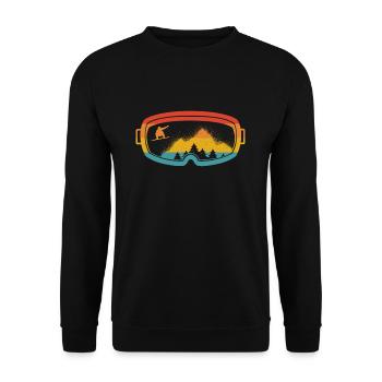 Ski-Brille Snowboarder Vintage Geschenk Berge - Unisex Pullover - Schwarz - Vorne - Alina (178cm) & Michal (187cm)