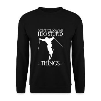 Dont Follow Me I Do Stuped Thigs Skin - Sweat-shirt Unisexe - noir - Devant - Alina (178cm) & Michal (187cm)