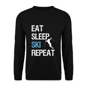 Eat Sleep Ski Repeat Skieur shirt idée cadeau - Sweat-shirt Unisexe - noir - Devant - Alina (178cm) & Michal (187cm)