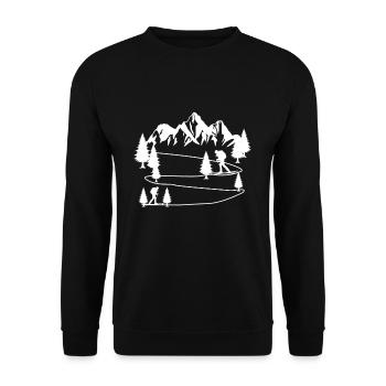 Skitouren Tourenski Geschenk - Unisex Pullover - Schwarz - Vorne - Alina (178cm) & Michal (187cm)