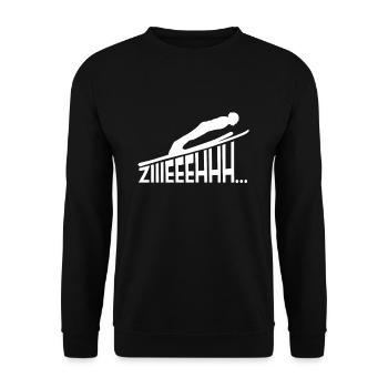 ZIIIIEEEEEH Skispringer Geschenk - Unisex Pullover - Schwarz - Vorne - Alina (178cm) & Michal (187cm)