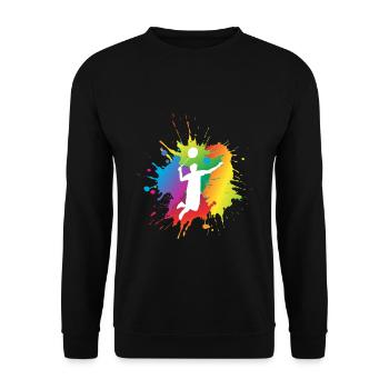 Federball Badminton Geschenk - Unisex Pullover - Schwarz - Vorne - Alina (178cm) & Michal (187cm)