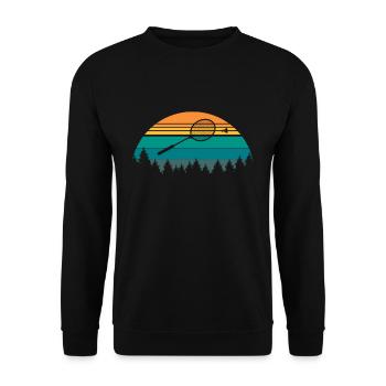 Vintage Retro Badminton Federball - Unisex Pullover - Schwarz - Vorne - Alina (178cm) & Michal (187cm)