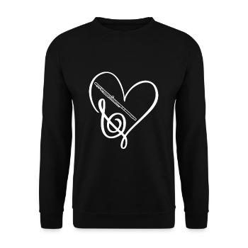 Love Clef Flutes Player Flute - Unisex Sweatshirt - black - Front - Alina (178cm) & Michal (187cm)