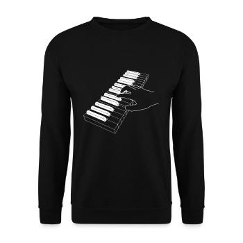 Klavier Tasten Geschenk Pianist - Unisex Pullover - Schwarz - Vorne - Alina (178cm) & Michal (187cm)
