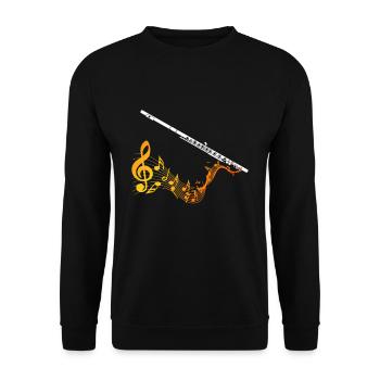 Flute Gift Music Sheet Music Clef - Unisex Sweatshirt - black - Front - Alina (178cm) & Michal (187cm)