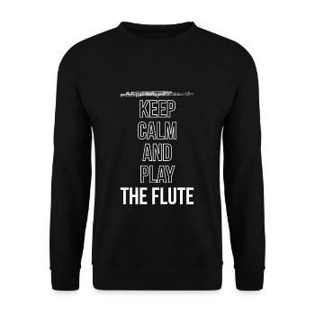 Keep Calm And Play The Flute Querflöte - Unisex Sweatshirt - black - Front - Alina (178cm) & Michal (187cm)