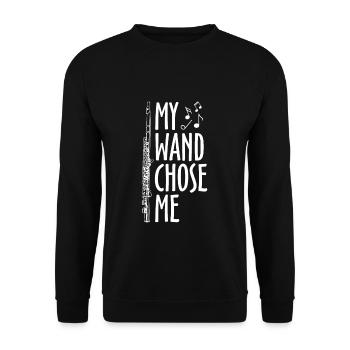 My Wand Chose Me Flute Gift - Unisex Sweatshirt - black - Front - Alina (178cm) & Michal (187cm)