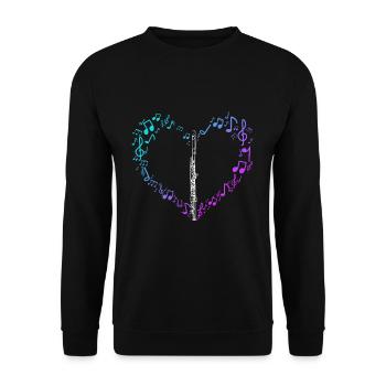 Flute Gift Music Notes Heart Love - Unisex Sweatshirt - black - Front - Alina (178cm) & Michal (187cm)