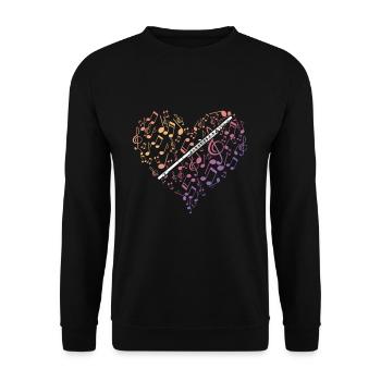Flute Gift Music Notes Heart Love - Unisex Sweatshirt - black - Front - Alina (178cm) & Michal (187cm)