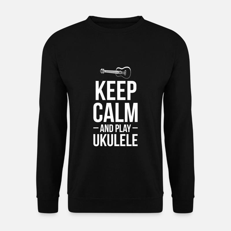 Keep Calm And Play Ukulele Geschenk - Unisex Pullover - Schwarz