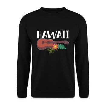 Hawaii Geschenk Ukulele - Unisex Pullover - Schwarz - Vorne - Alina (178cm) & Michal (187cm)