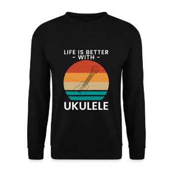 Life Is Better With Ukulele - Unisex Pullover - Schwarz - Vorne - Alina (178cm) & Michal (187cm)