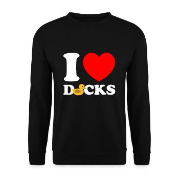 J’aime les canards en caoutchouc Canards en caoutchouc Canard en caoutchouc - Sweat-shirt Unisexe - noir - Devant - Alina (178cm) & Michal (187cm)