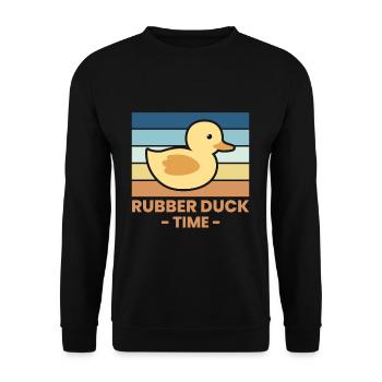 Rubber Duck Time Gummiente Geschenk - Unisex Pullover - Schwarz - Vorne - Alina (178cm) & Michal (187cm)