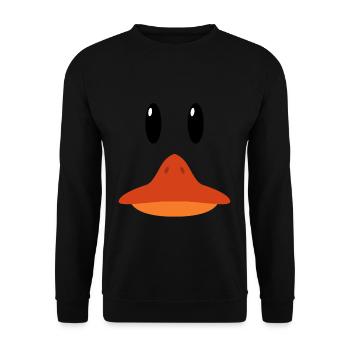 Gelbe Ente Gummiente Kostüm Geschenk - Unisex Pullover - Schwarz - Vorne - Alina (178cm) & Michal (187cm)