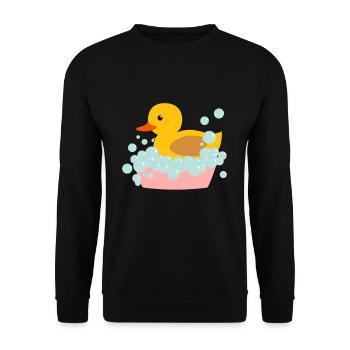 Bathing Duck Gift Yellow Rubber Duck - Unisex Sweatshirt - black - Front - Alina (178cm) & Michal (187cm)