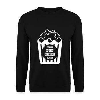 Popcorn Geschenk Filmeabend Kino - Unisex Pullover - Schwarz - Vorne - Alina (178cm) & Michal (187cm)