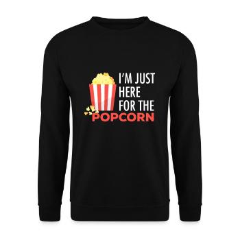 I Am Just Here For The Popcorn Cinema Gift - Unisex Sweatshirt - black - Front - Alina (178cm) & Michal (187cm)