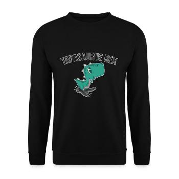 Tapasaurus Rex Geschenk Stepptanz Dino Dinosaurier - Unisex Pullover - Schwarz - Vorne - Alina (178cm) & Michal (187cm)