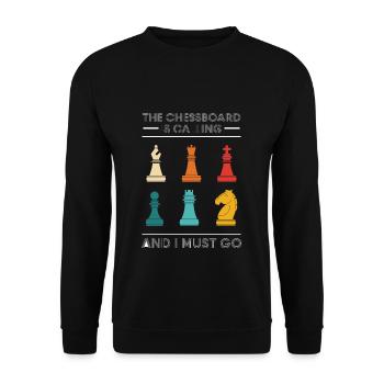 The Chessboard Is Calling And I Must Go - Unisex Sweatshirt - black - Front - Alina (178cm) & Michal (187cm)