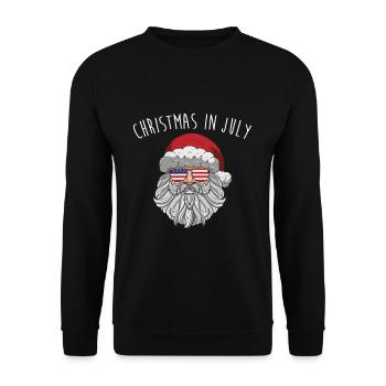 Christmas In July Weihnachtsmann Amerika Flagge - Unisex Pullover - Schwarz - Vorne - Alina (178cm) & Michal (187cm)