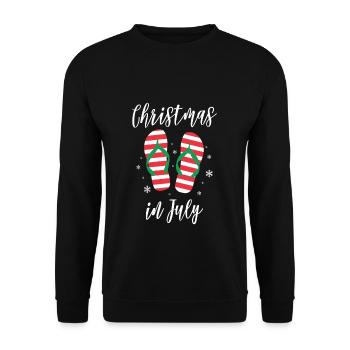Christmas In July Flip Flops Geschenk - Unisex Pullover - Schwarz - Vorne - Alina (178cm) & Michal (187cm)