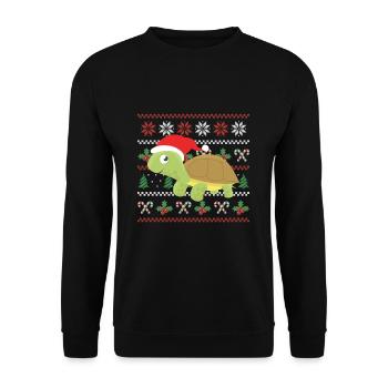 Ho Ho Ho Turtles Gift Christmas - Unisex Sweatshirt - black - Front - Alina (178cm) & Michal (187cm)