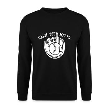 Calmez vos mitaines Chemise Cadeau Baseball - Sweat-shirt Unisexe - noir - Devant - Alina (178cm) & Michal (187cm)