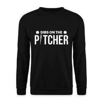 Dibs sur le cadeau de chemise de baseball du lanceur - Sweat-shirt Unisexe - noir - Devant - Alina (178cm) & Michal (187cm)