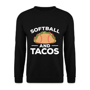 Softball And Tacos Shirt Geschenk - Unisex Pullover - Schwarz - Vorne - Alina (178cm) & Michal (187cm)